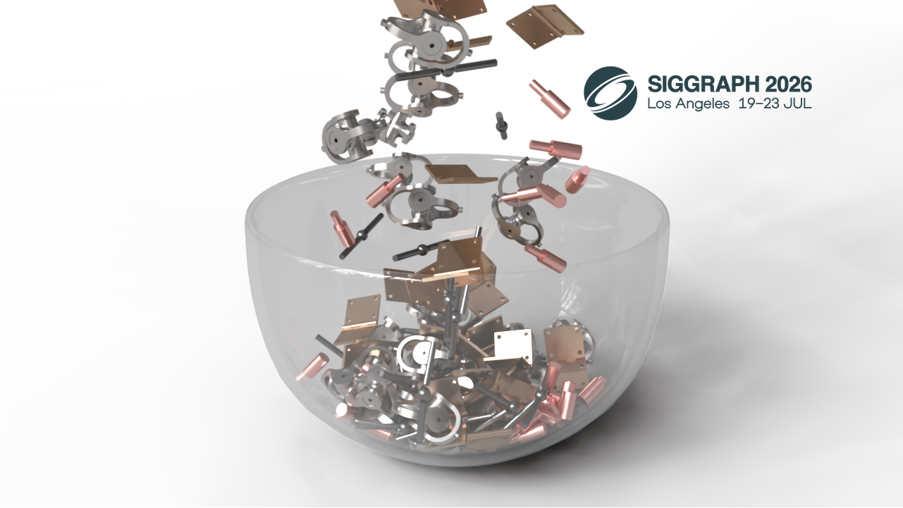 M-ABD simulation with the SIGGRAPH 2026 logo